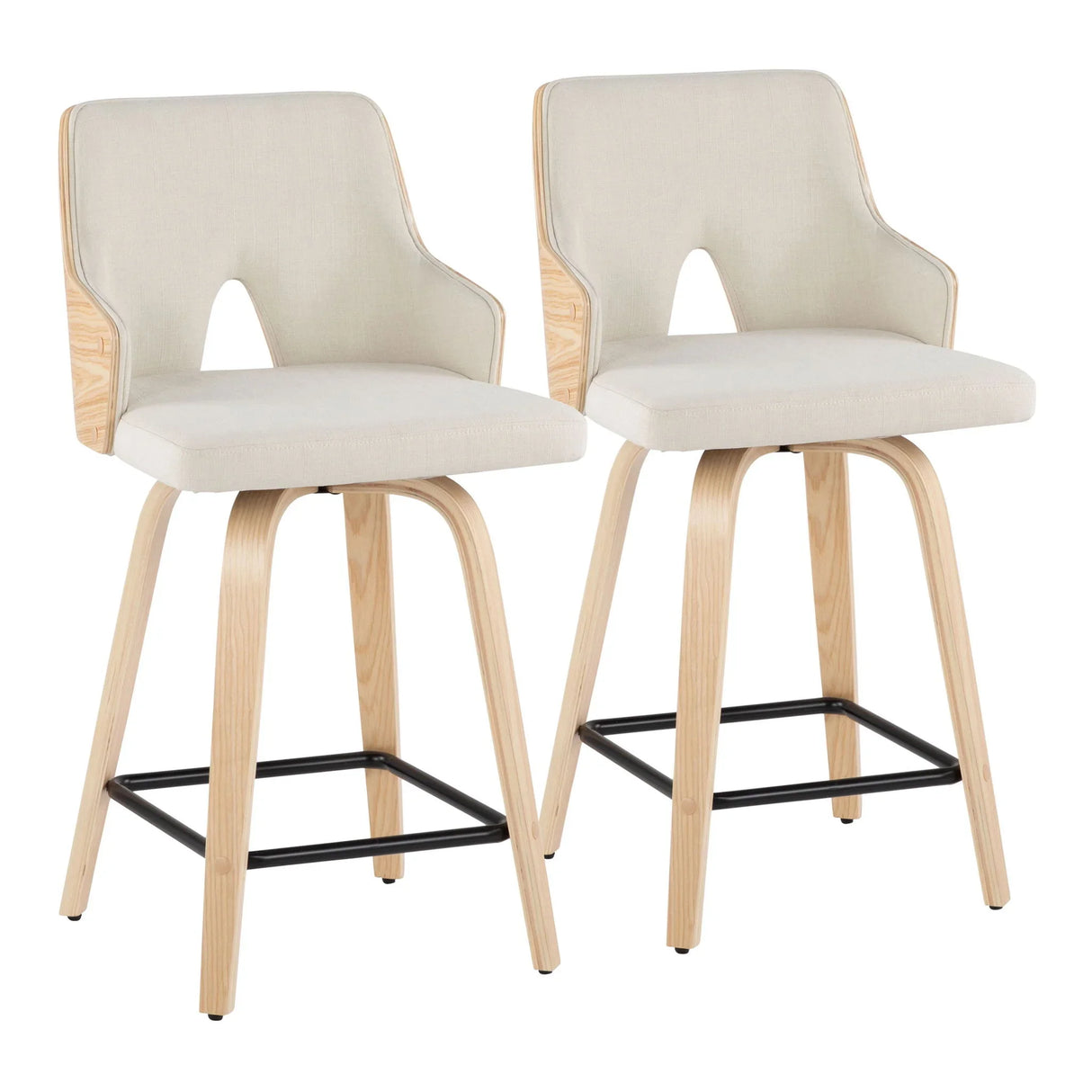 Stella - Contemporary Fixed Height Counter Stool With Swivel Square Footrest (Set of 2) - Furniture Home Direct