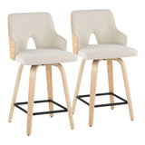 Stella - Contemporary Fixed Height Counter Stool With Swivel Square Footrest (Set of 2) - Furniture Home Direct