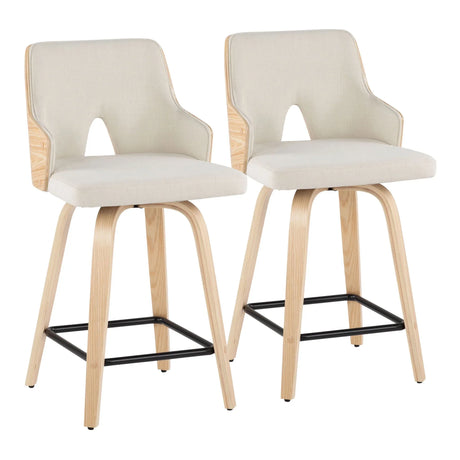 Stella - Contemporary Fixed Height Counter Stool With Swivel Square Footrest (Set of 2) - Furniture Home Direct