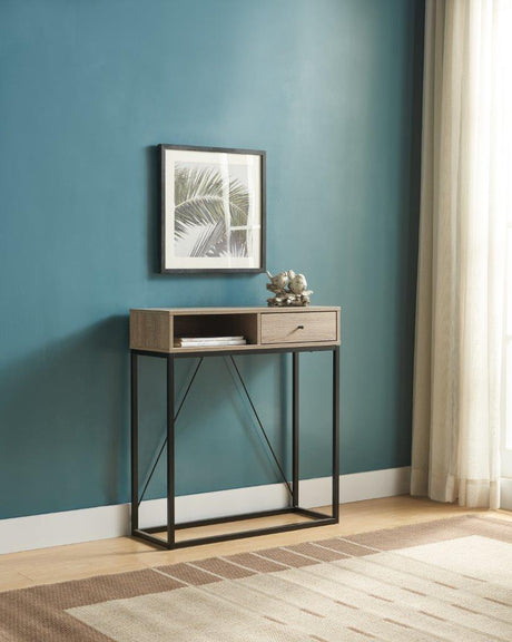 Console Table With One Drawer And Open Cubby - Brown / Black - Furniture Home Direct