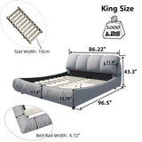 Luxury Upholstered Platform Bed With Oversized Padded Backrest And Solid Wood Frame - Furniture Home Direct