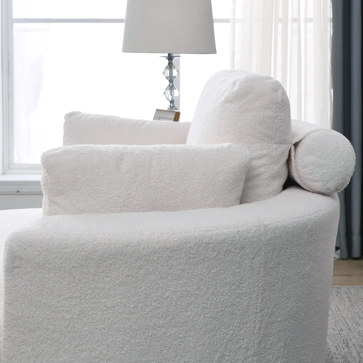 Linen Barrel Swivel Chair With Storage Ottoman - Furniture Home Direct