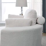 Linen Barrel Swivel Chair With Storage Ottoman - Furniture Home Direct