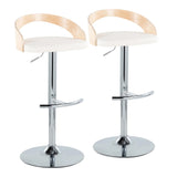 Grotto - Contemporary Adjustable Barstool, Swivel With Rounded T Footrest (Set of 2) - Furniture Home Direct