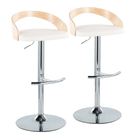 Grotto - Contemporary Adjustable Barstool, Swivel With Rounded T Footrest (Set of 2) - Furniture Home Direct
