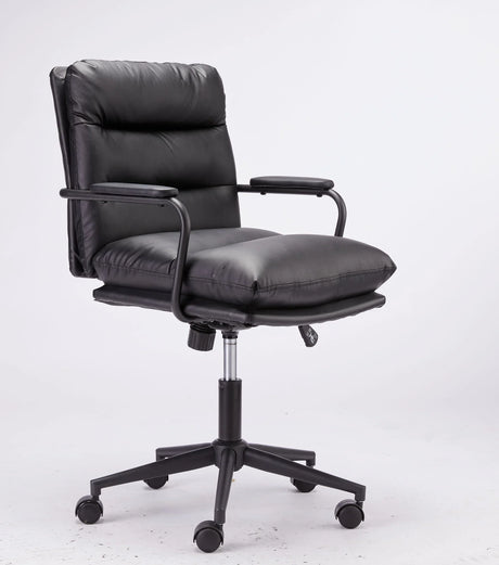 Office Chair Mid Back Desk Chair Modern Excutive Office Chair With Arms And Wheels For Home Office - Black - Furniture Home Direct