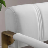 Modern Upholstery Accent Loveseat Sofa For Living Room 2 Seater With Golden Metal Arms - Furniture Home Direct