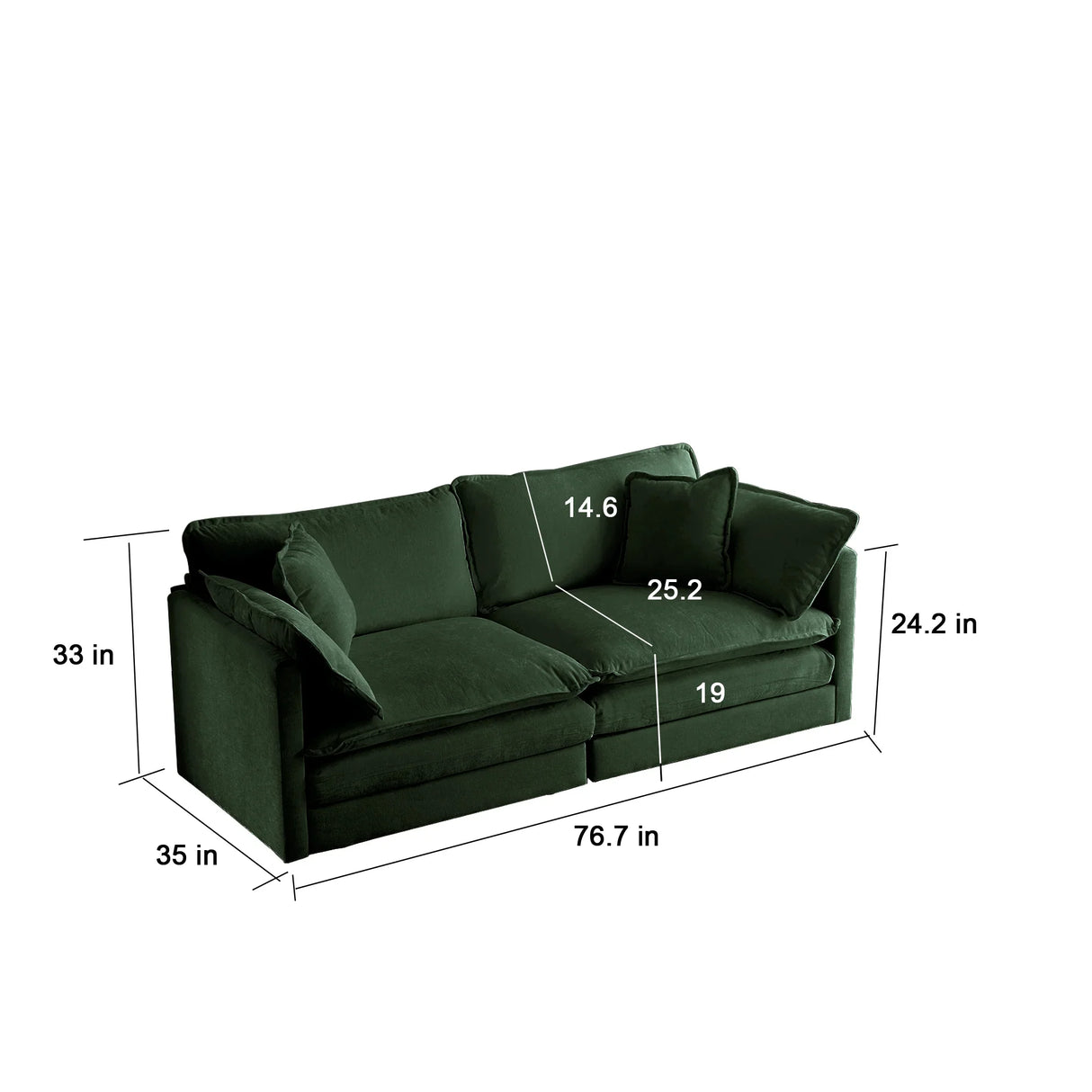2 Pc Chenille Living Room Set - Green - Furniture Home Direct