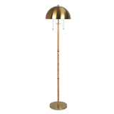 Allure - 2 Light Floor Lamp, Gold, Natural Tube, Double On / Off Pull Chain - Gold / Rattan - Furniture Home Direct