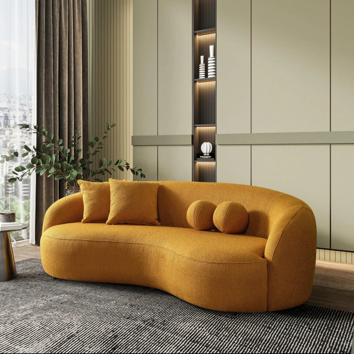Drake - Japandi Style Curvy Boucle Sofa - Furniture Home Direct