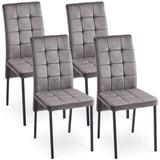 Velvet High Back Nordic Dining Chair Modern Fabric Chair With Black Legs (Set of 2) - Furniture Home Direct