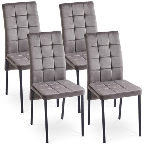 Velvet High Back Nordic Dining Chair Modern Fabric Chair With Black Legs (Set of 2) - Furniture Home Direct