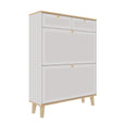 Modern Freestanding Shoe Cabinet With Flip Up Doors And Drawers, Compact Design For Entryway - White Natural - Furniture Home Direct