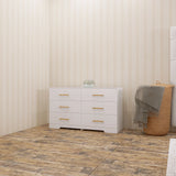 Large 6 Drawers Chest Of Drawer Dressers Table With Golden Handle - Furniture Home Direct