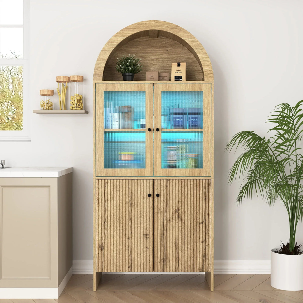 Modern Tech Inspired Dome Cabinet With LED Lighting - Furniture Home Direct