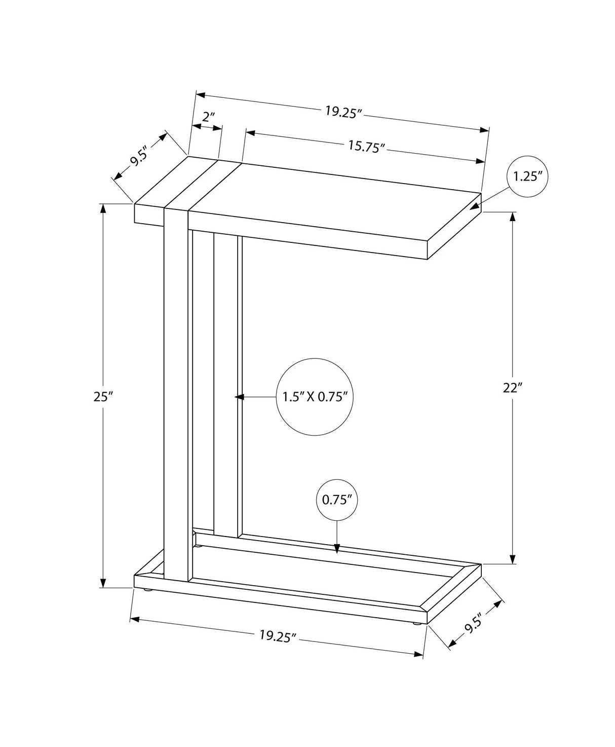 Accent Table, C - Shaped, Contemporary & Modern Stylish Design - Furniture Home Direct
