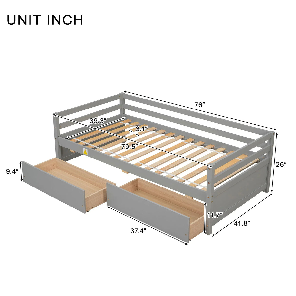 Daybed With 2 Storage Drawers - Furniture Home Direct