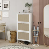 Modern Rattan 3 Door Shoe Rack Cabinet For Entryway - Furniture Home Direct