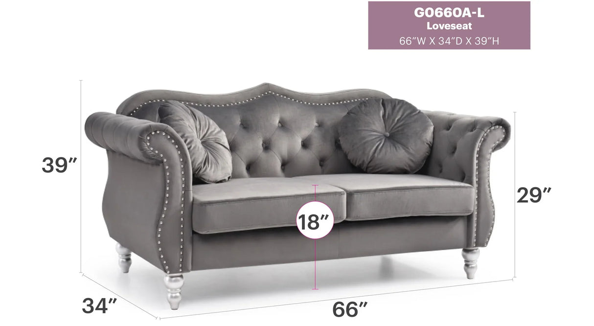 Stylish Flared Arm Loveseat - Furniture Home Direct