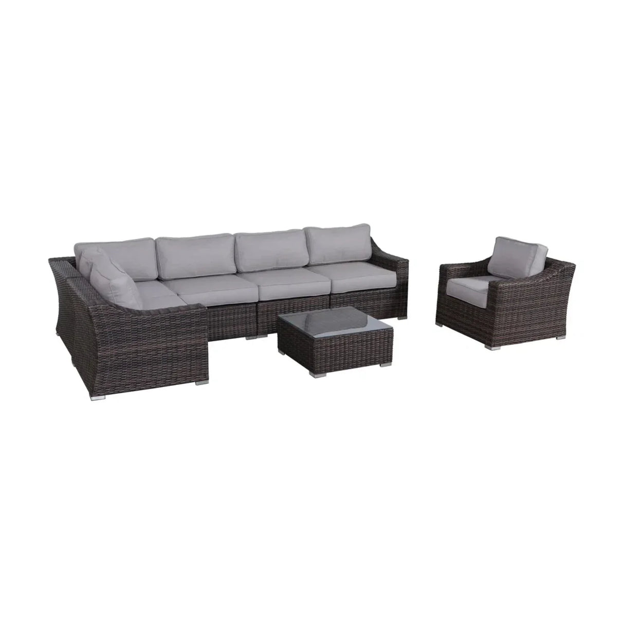 Outdoor Wicker Conversation Set With Cushions, All Weather - Furniture Home Direct