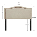 Elegant Panel Headboard With Copper Nailheads And Adjustable Metal Legs - Furniture Home Direct