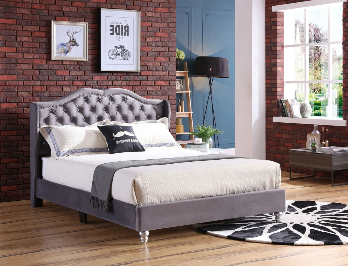 Upholstered Velvet Bed Transitional - Furniture Home Direct