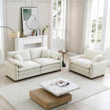 Modern Corduroy Loveseat and Chair - Beige - Furniture Home Direct