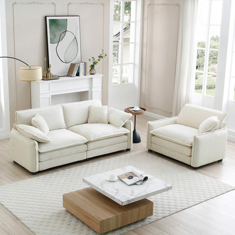 Modern Corduroy Loveseat and Chair - Beige - Furniture Home Direct