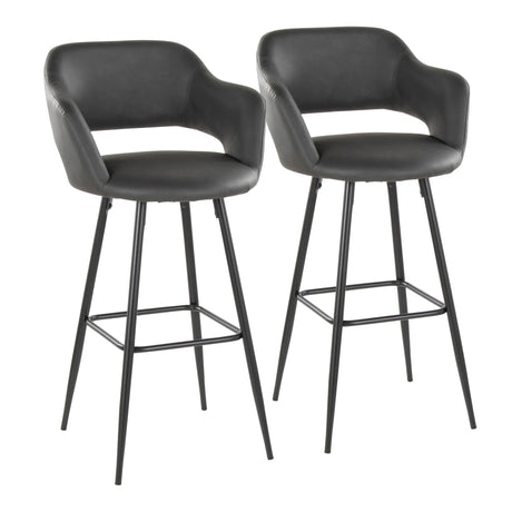 Margarite - Contemporary Fixed Height BarStool With Square Footrest (Set of 2) - Furniture Home Direct