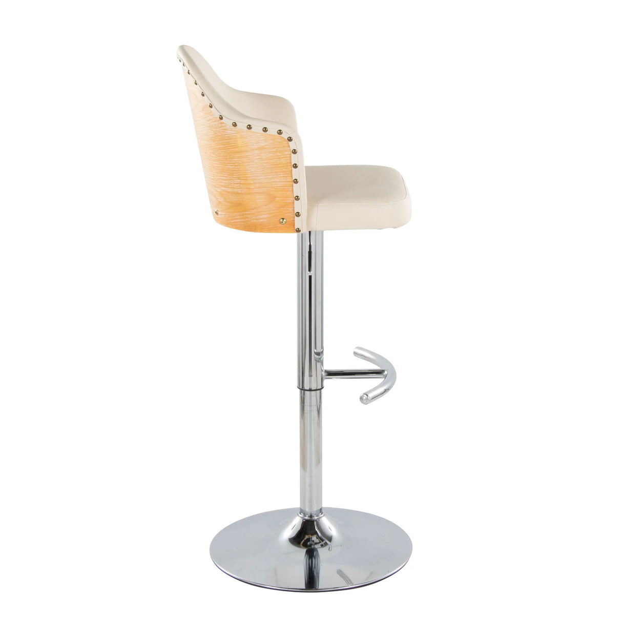 Ahoy - Contemporary Adjustable Barstool, Swivel With Rounded T Footrest (Set of 2) - Furniture Home Direct