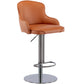 Titanium Stainless Steel Bar Stool, Grade Modern Leather Bar Chair With Backrest, Swivel Adjustable Height For Kitchen Counter And Dining Room - Furniture Home Direct