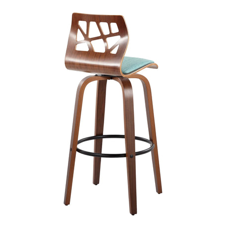 Folia - Mid Century Modern Fixed Height Barstool With Swivel With Round Footrest (Set of 2) - Furniture Home Direct