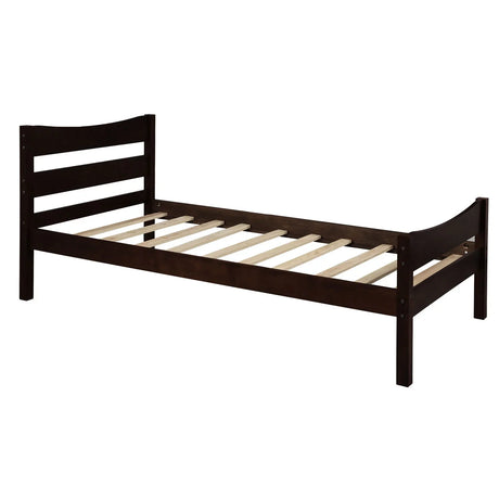 Twin Size Platform Bed With Headboard And Wooden Slat Support - Furniture Home Direct