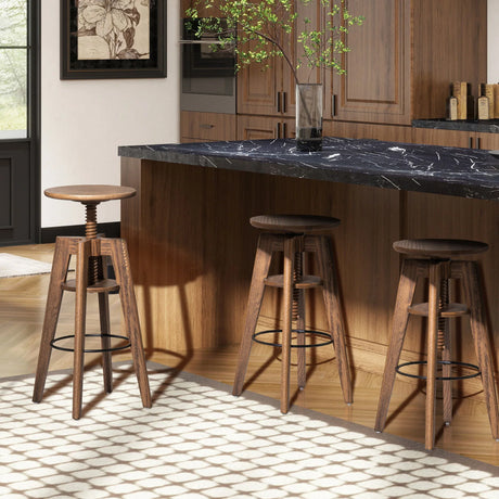 Spencer - Minimalist Oak Adjustable Bar Counter Stool - Walnut Brown Oak - Furniture Home Direct