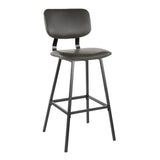 Foundry - Contemporary Barstool Zig Zag Stitching (Set of 2) - Black / Gray - Furniture Home Direct