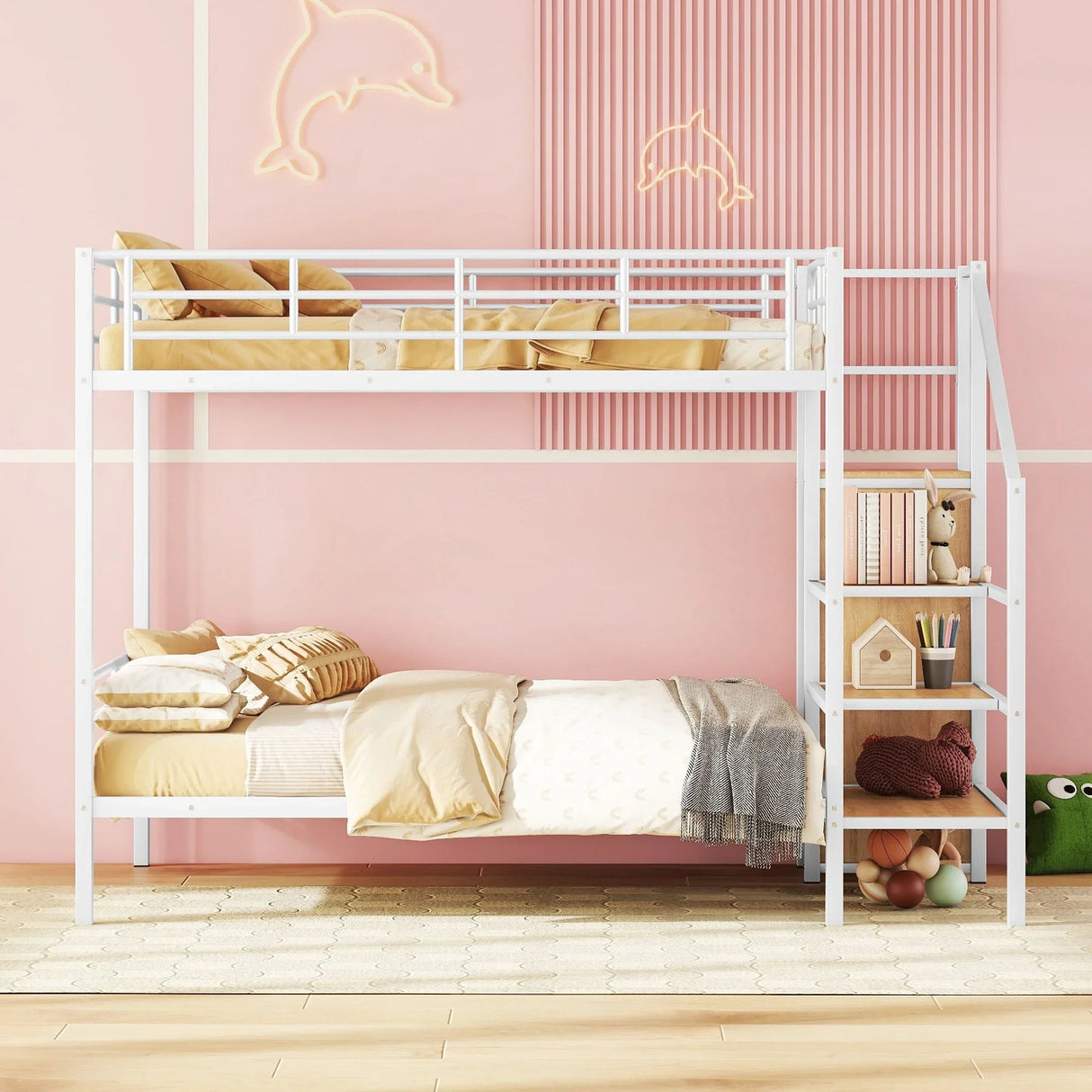 Bunk Bed With Lateral Storage Ladder And Wardrobe - Furniture Home Direct