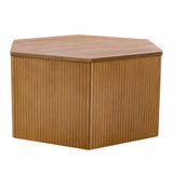 Hexagon Coffee Table With Fluted Design - Natural - Furniture Home Direct