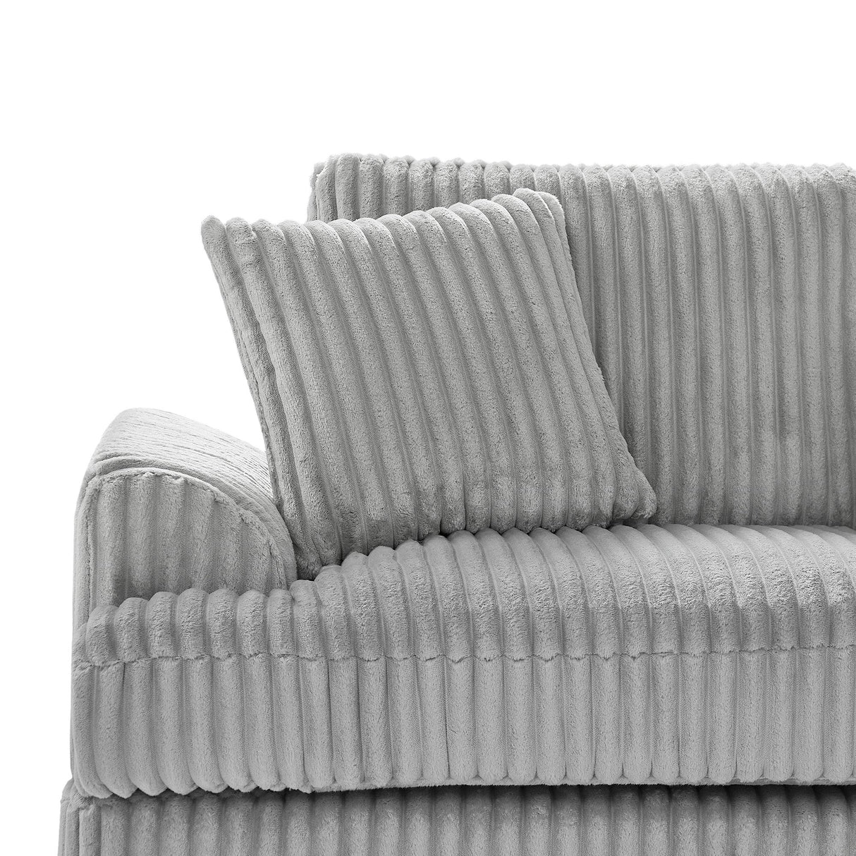 Sectional Sofa Oversized U Shaped Corduroy Fabric Gray - Furniture Home Direct