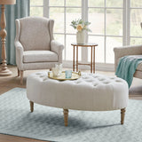 Transitional Style Upholstered Ottoman - Linen - Furniture Home Direct