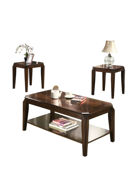 Docila - 3 Piece Pack Coffee With End Table (Set of 3) - Walnut - Furniture Home Direct