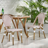 Outdoor Rattan And Aluminum French Bistro Chairs Set