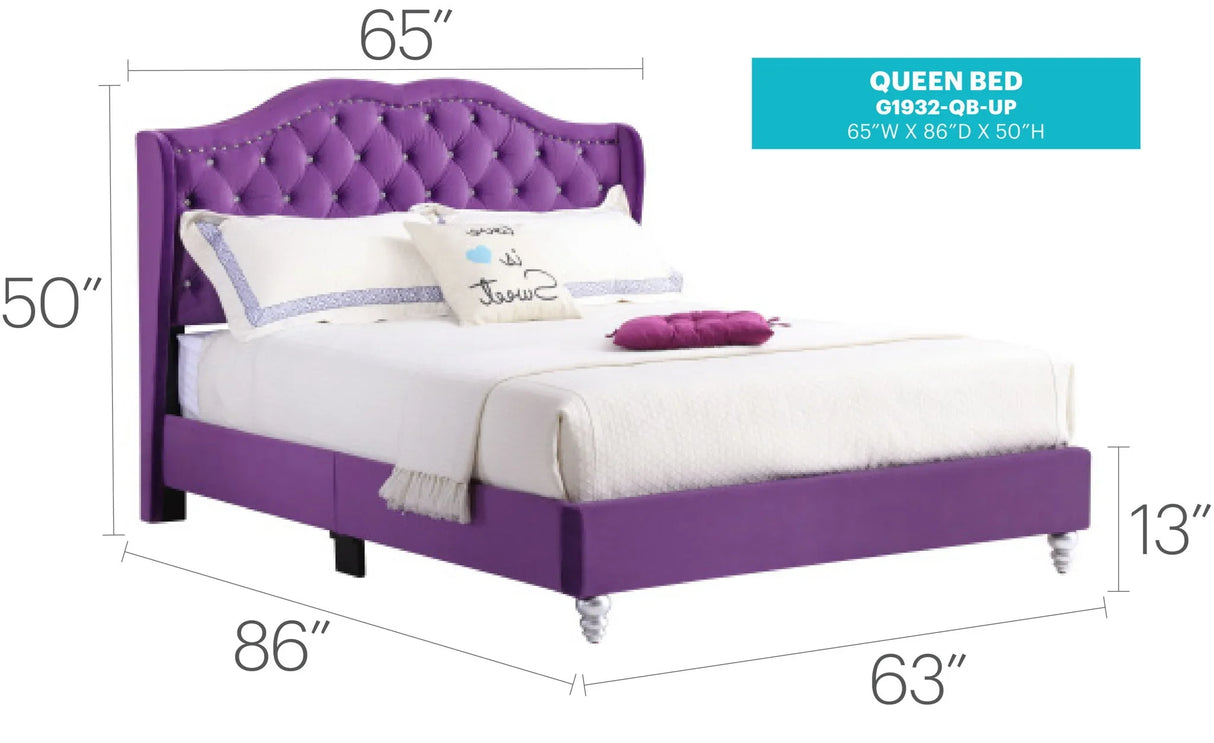 Upholstered Velvet Bed Transitional - Furniture Home Direct