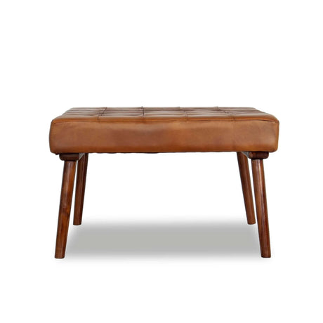 Mark - Tufted Square Genuine Leather Upholstered Ottoman - Furniture Home Direct