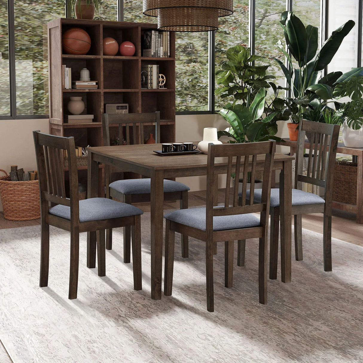 Mid Century Modern Square 5 Piece Dining Set - Furniture Home Direct