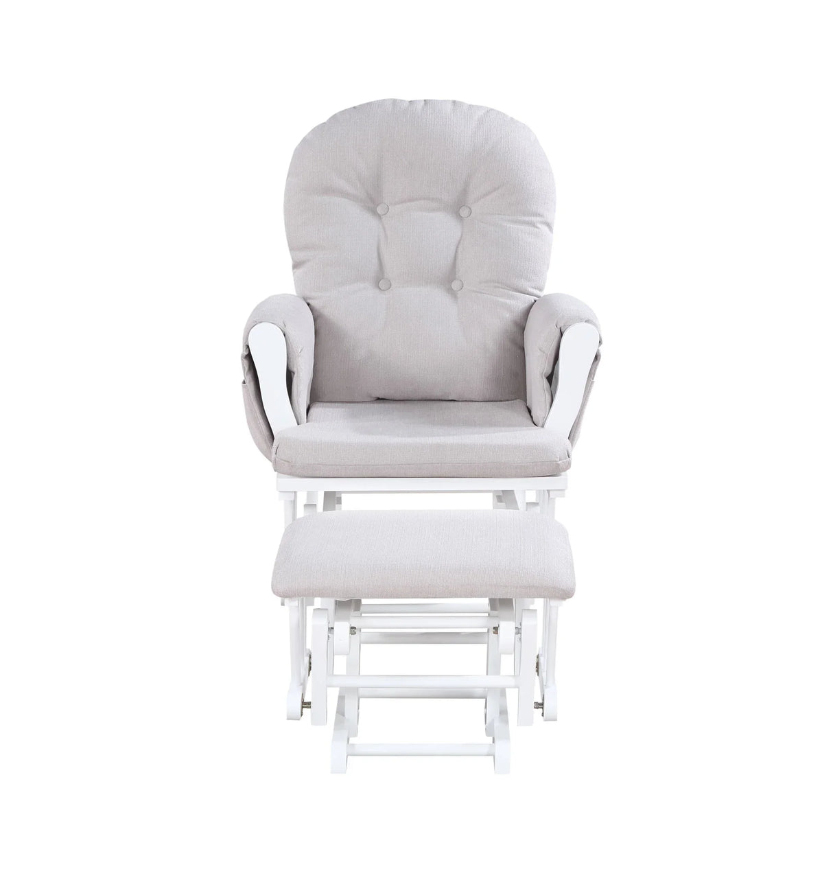 Mason - Glider And Ottoman White Wood - Furniture Home Direct