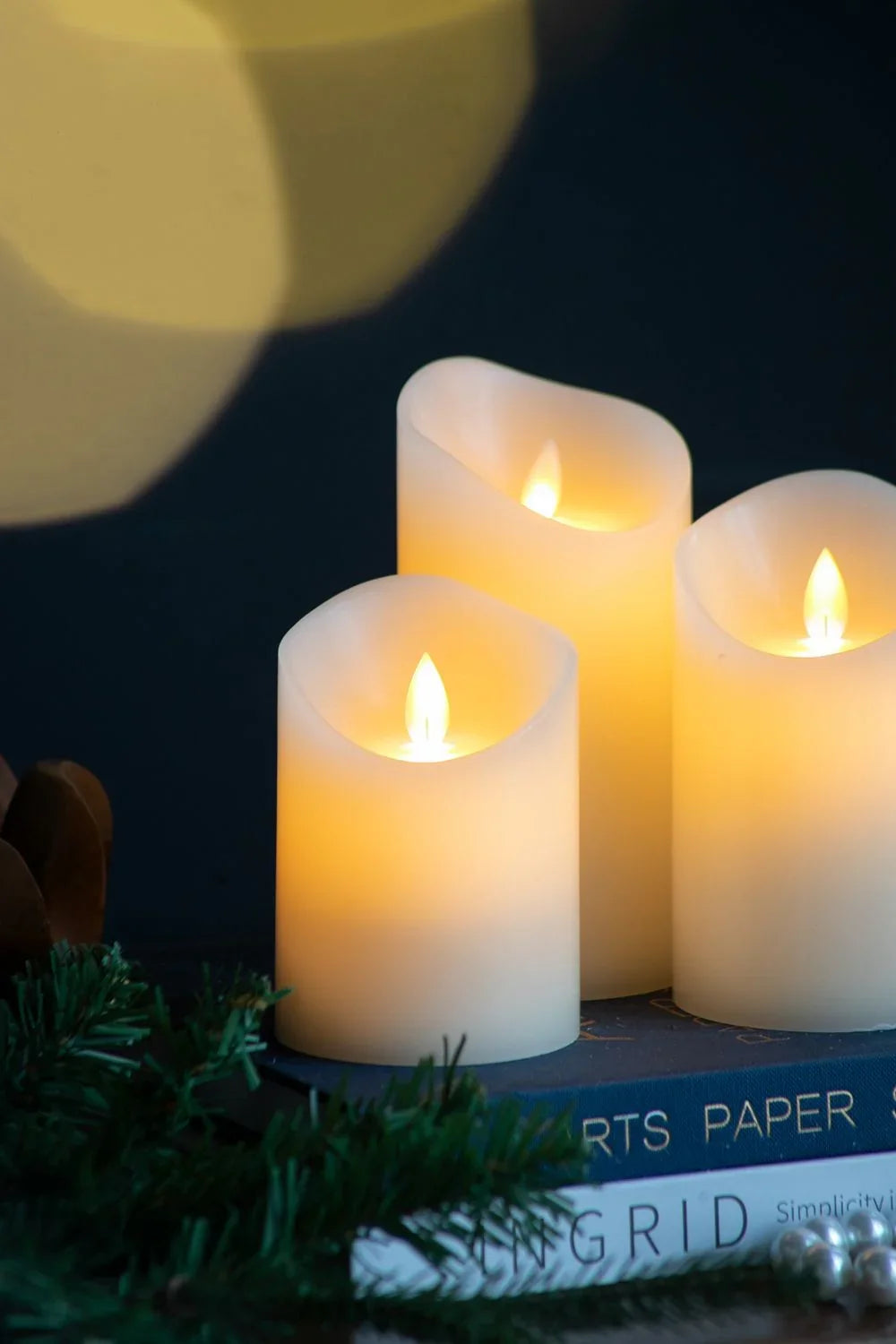 Flickering LED Candles With Remote Timer (Set of 3) - Ivory - Furniture Home Direct