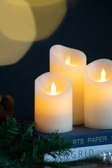 Flickering LED Candles With Remote Timer (Set of 3) - Ivory - Furniture Home Direct