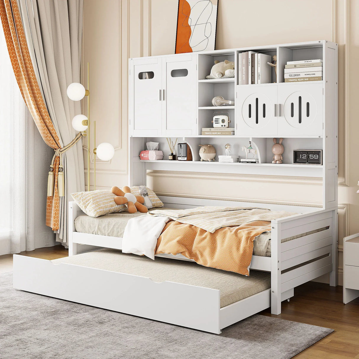 Daybed With All-In-One Cabinet And Shelf - Furniture Home Direct