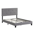 Queen Size Upholstered Platform Bed Frame With Button Tufted Linen Headboard, No Box Spring Needed, Wood Slat Support - Gray - Furniture Home Direct