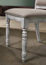 Dining Set Weathered Wood Table Upholstered Chairs White - Furniture Home Direct
